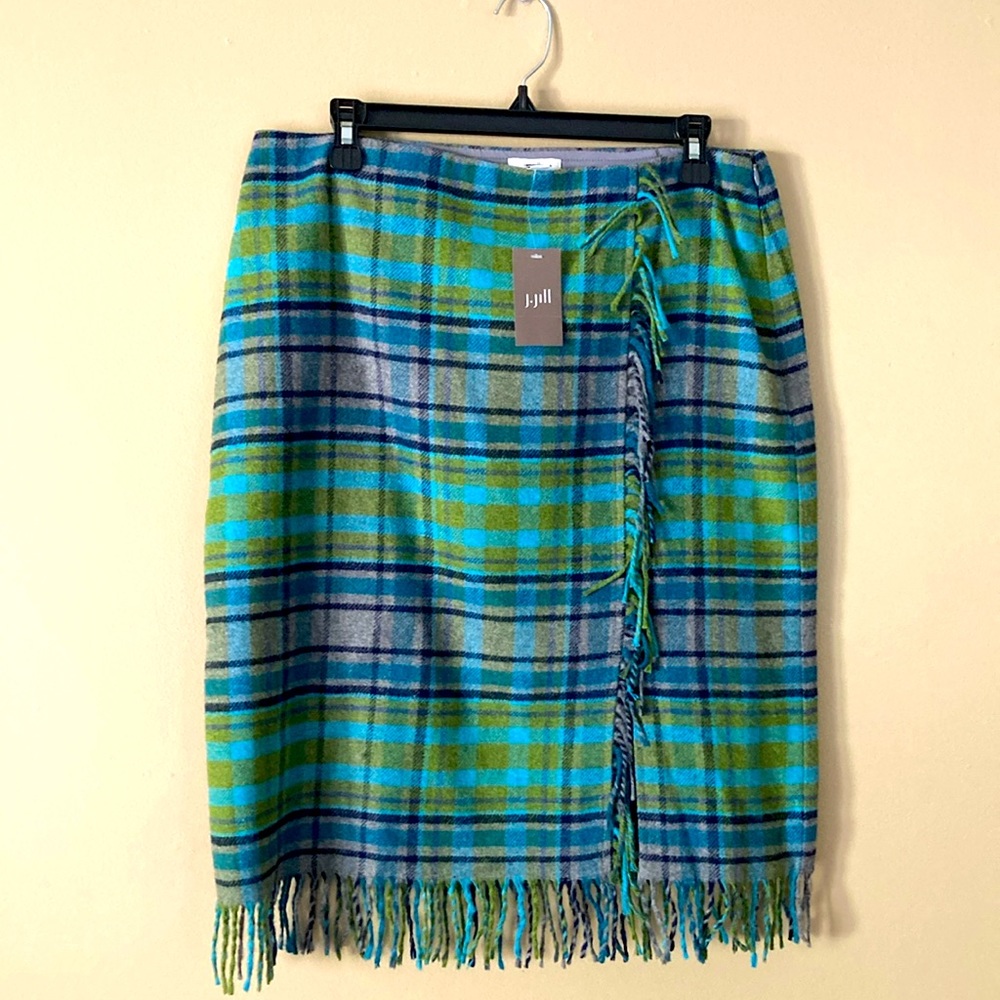 J.Jill wool blend plaid women skirt.